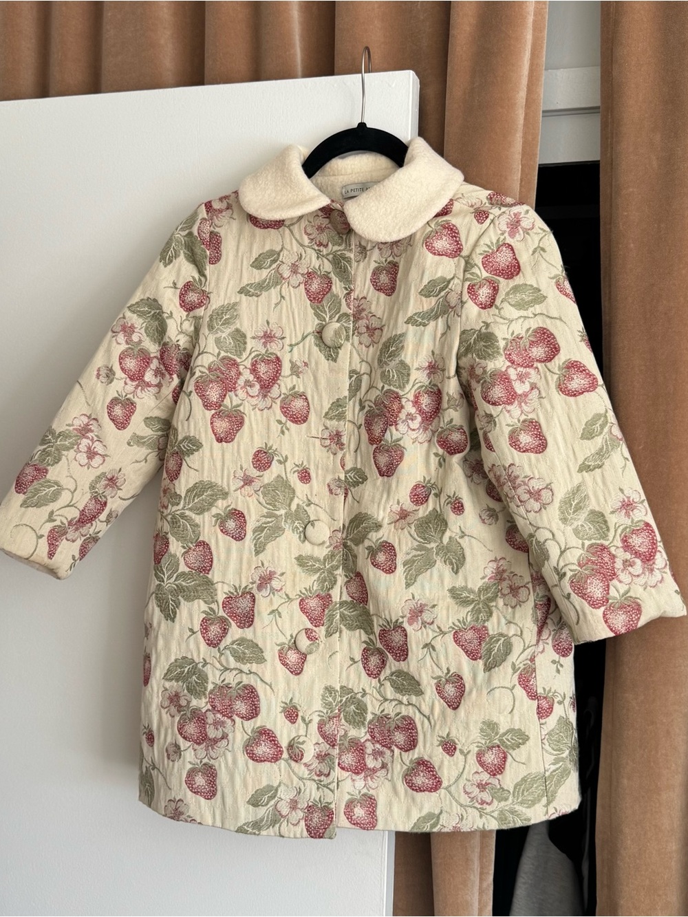 La Petite Anais Strawberry Jacquard Coat